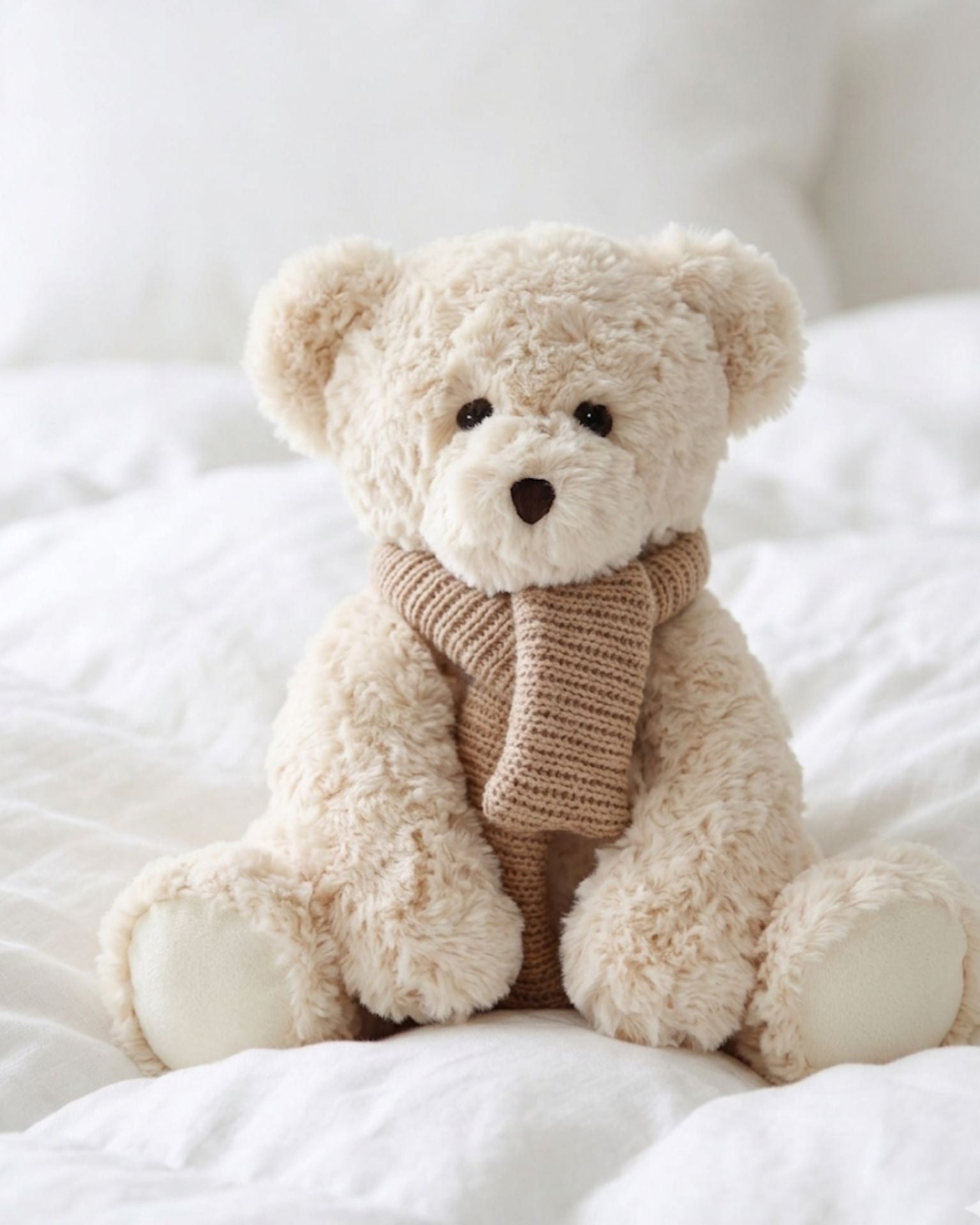 Peluche Ours Harold Ivoire - Echarpe Beige