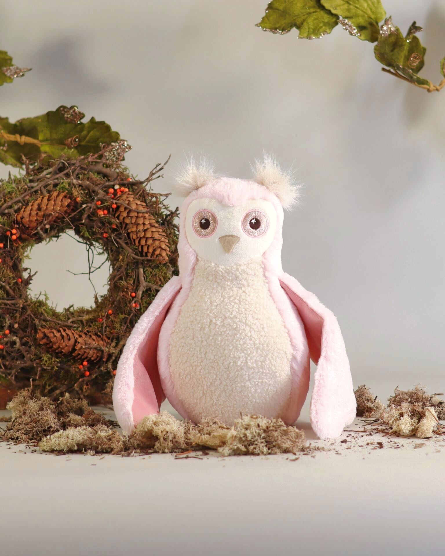 Peluche Ginette La Chouette Rose