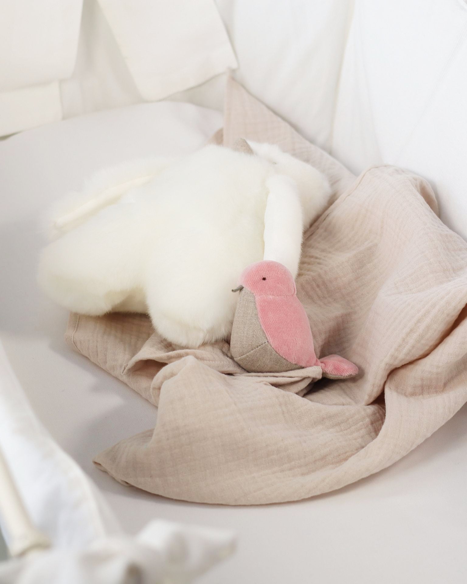 Doudou Lange Oiseau Rose