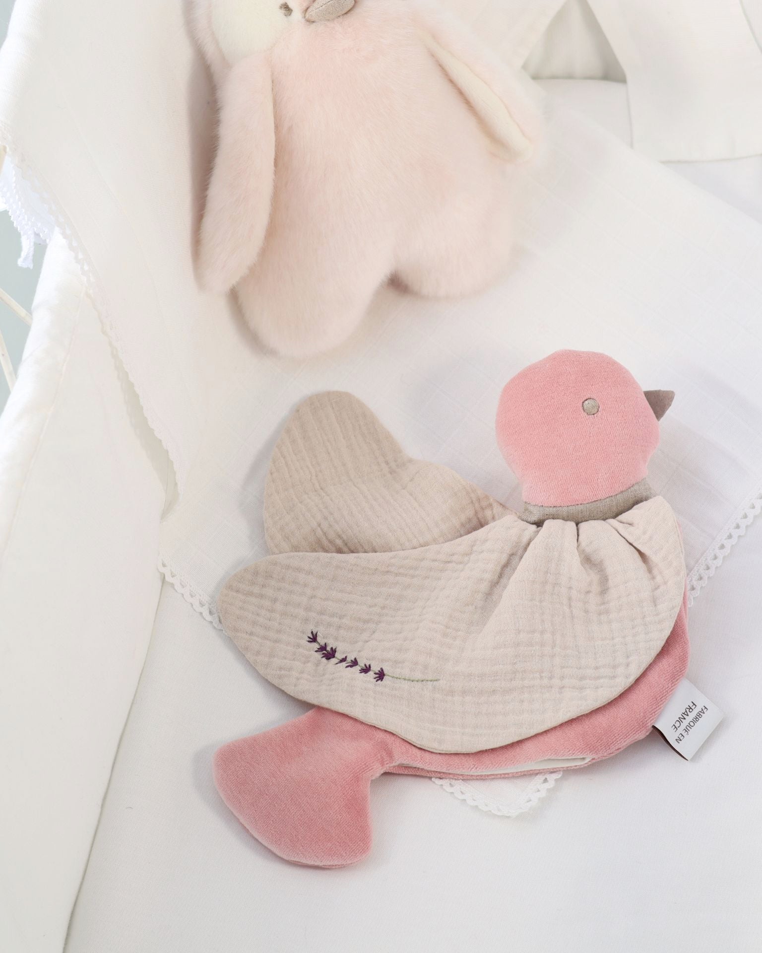 Doudou Oiseau Lavande Rose