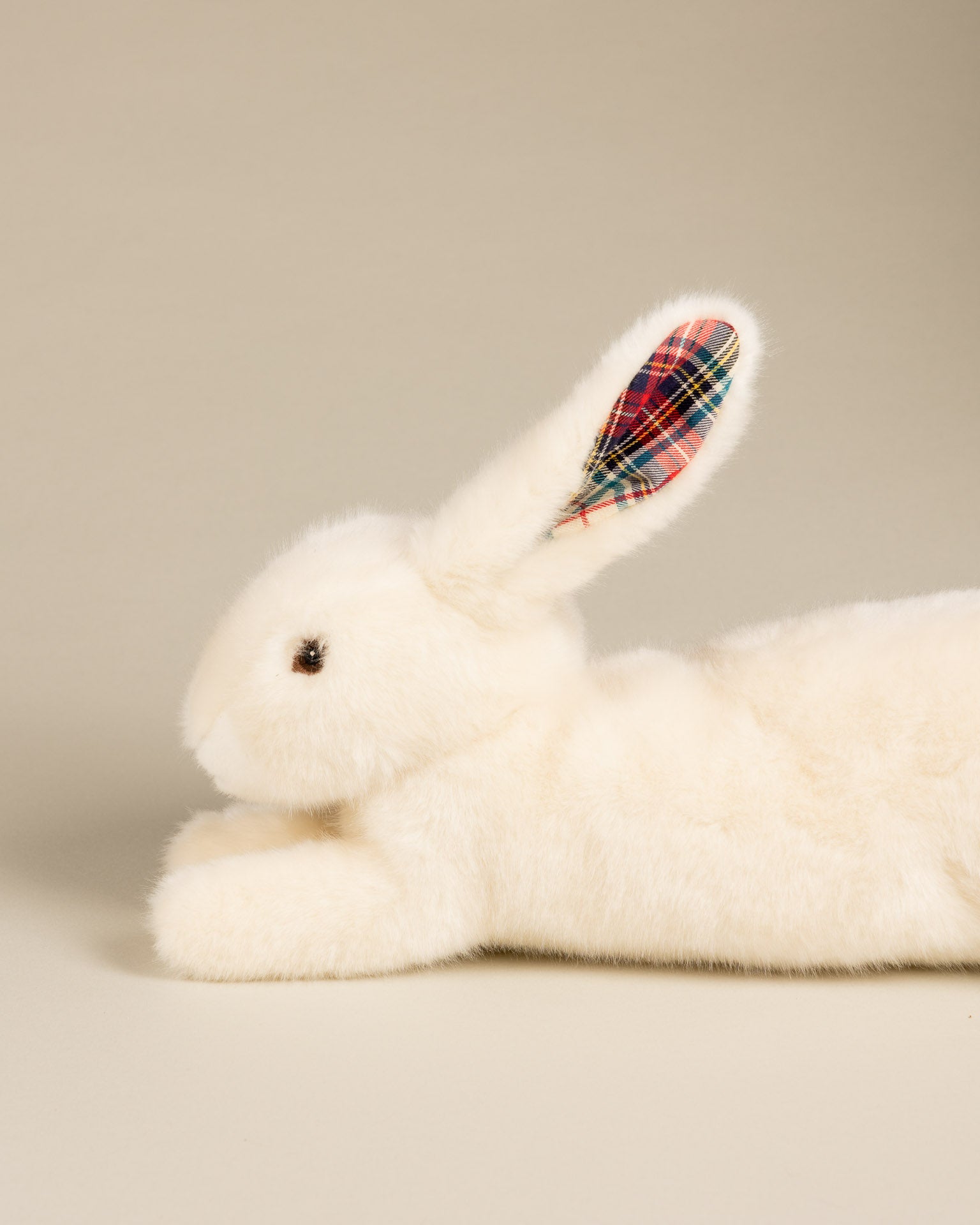 Lapin en Peluche Martin Beige Ecossais