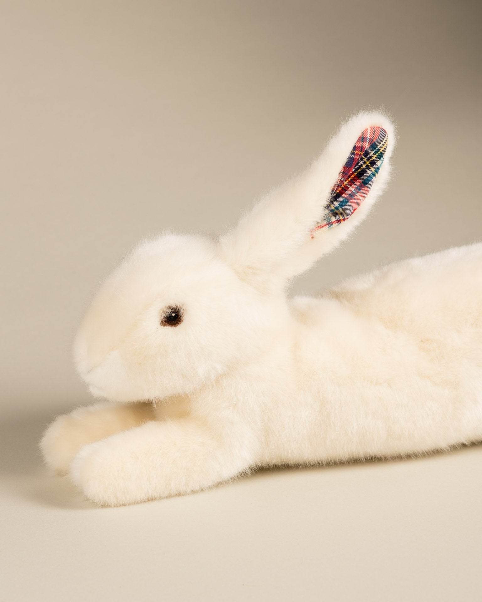 Lapin en Peluche Martin Beige Ecossais