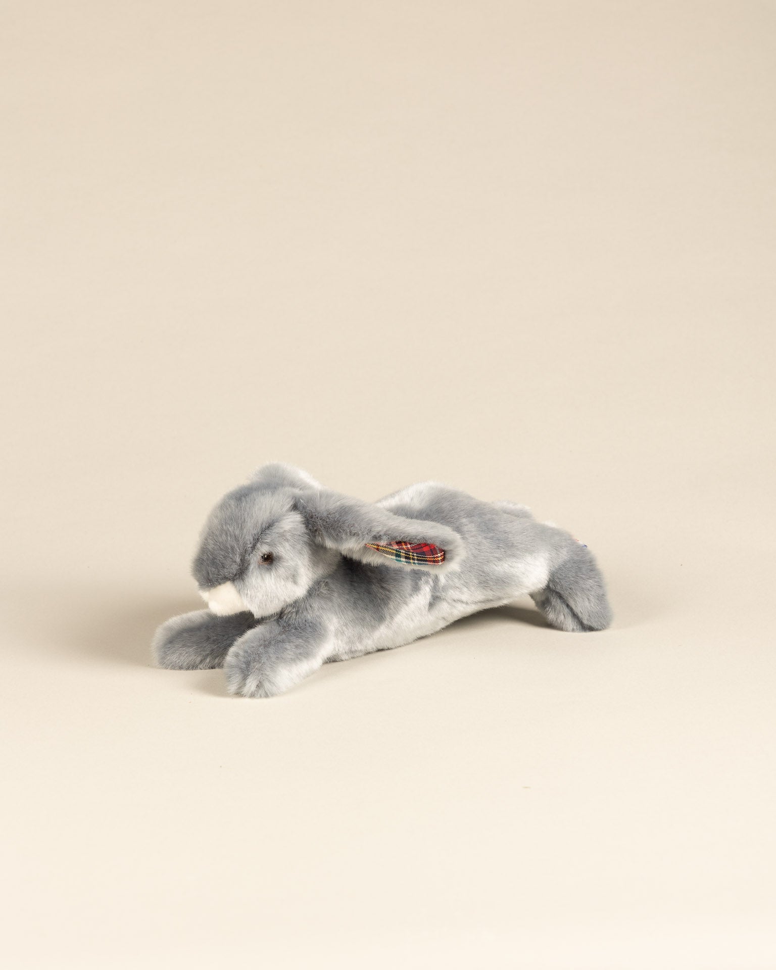 Lapin en Peluche Martin Bleu Gris Ecossais