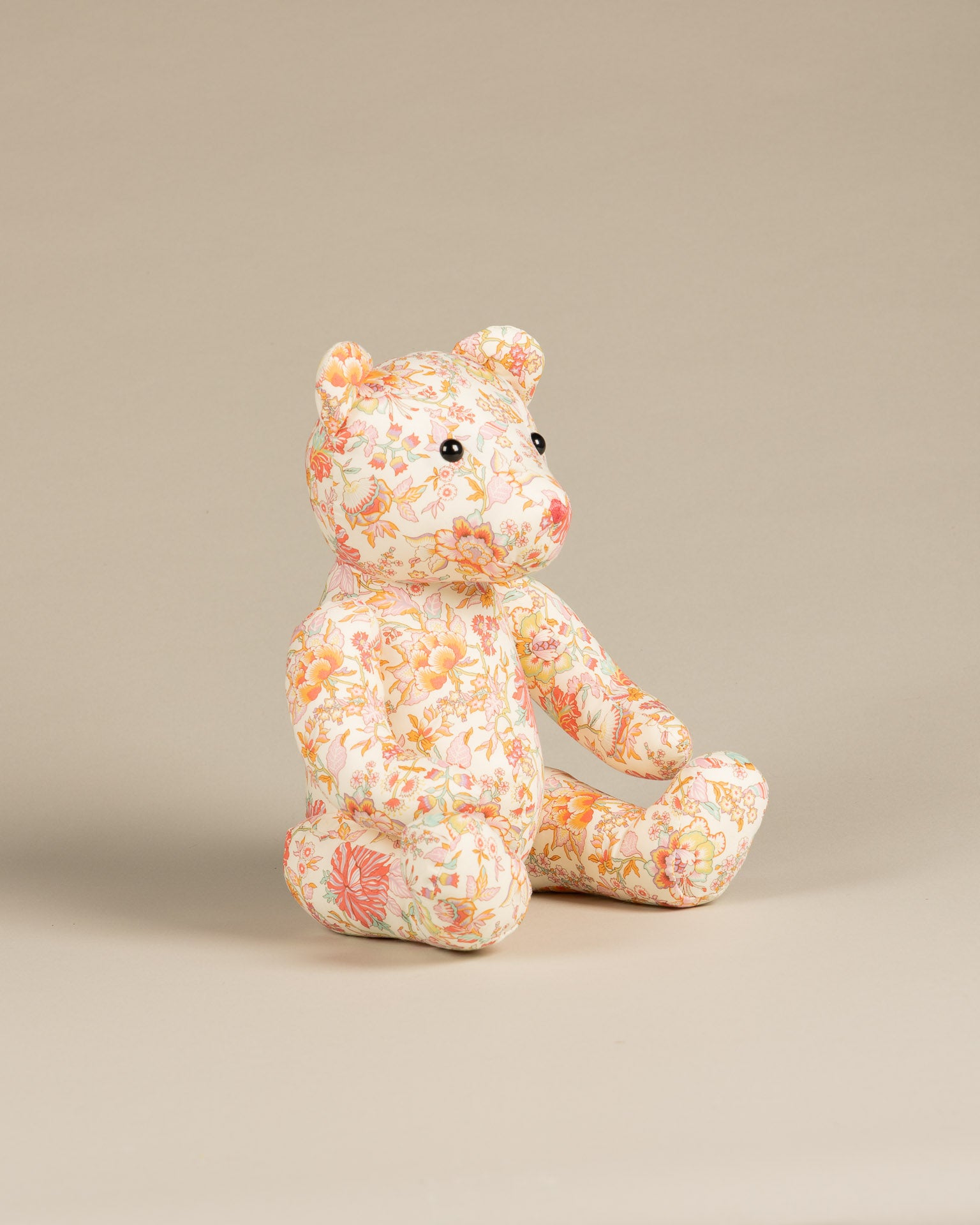 Peluche en Tissu Ours Liberty Fabriqué en France Pamplemousse