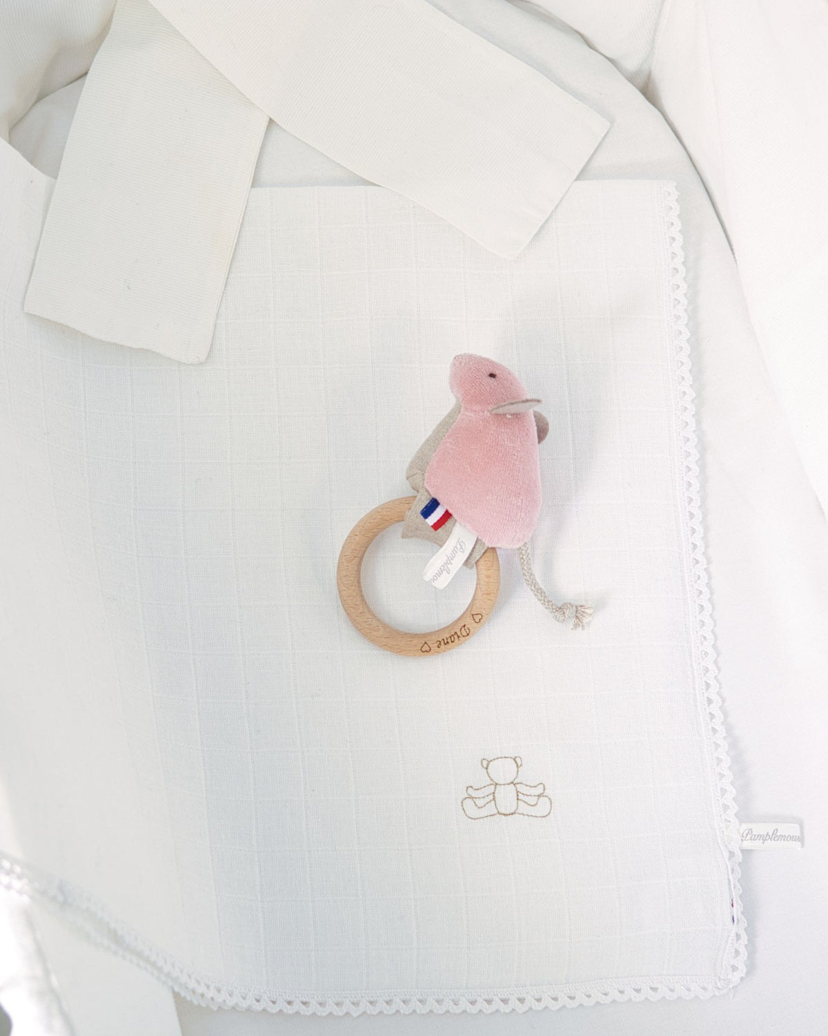Rose Mouse Rattle - Made in France - Pamplemousse