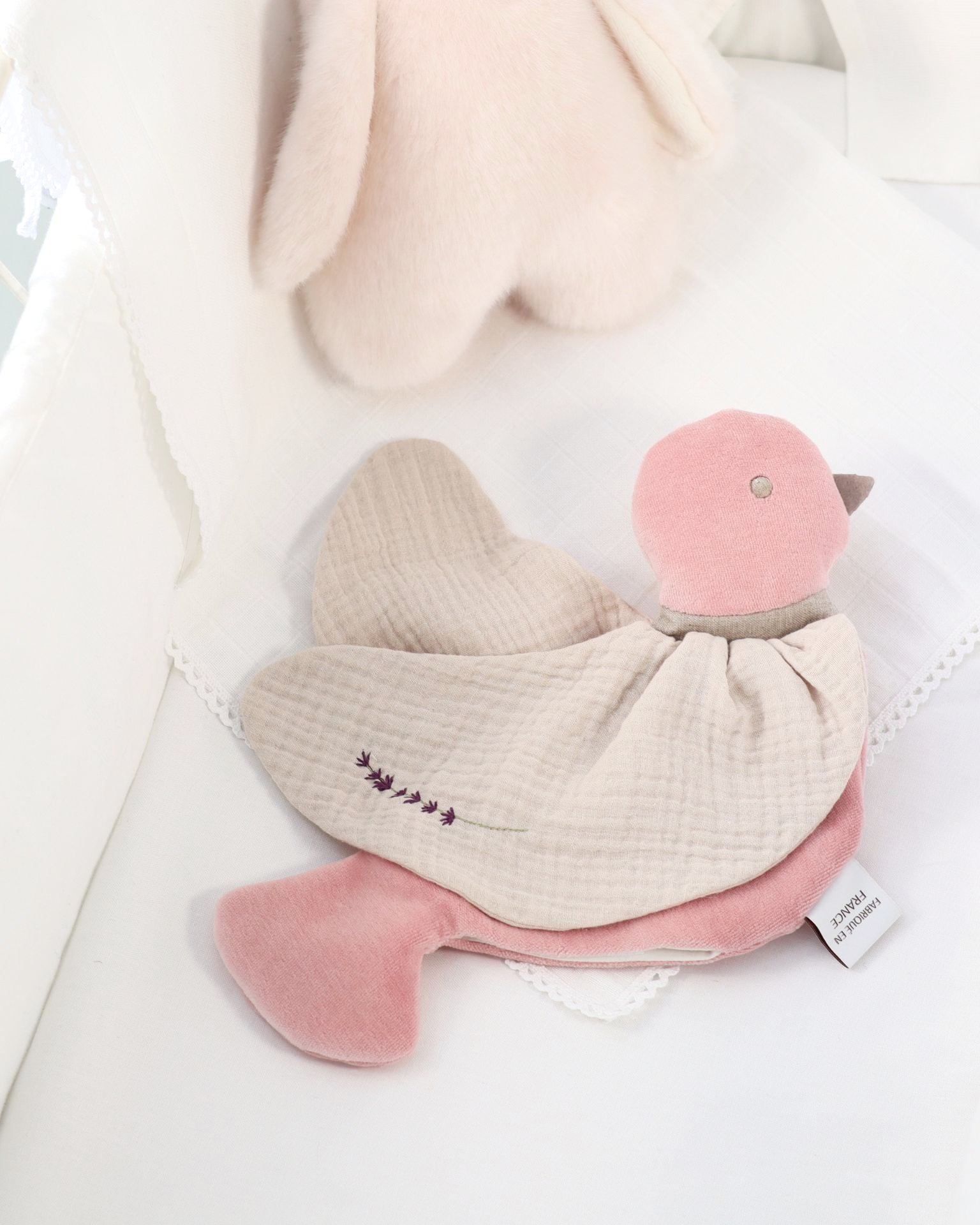 Doudou Oiseau Lavande Rose