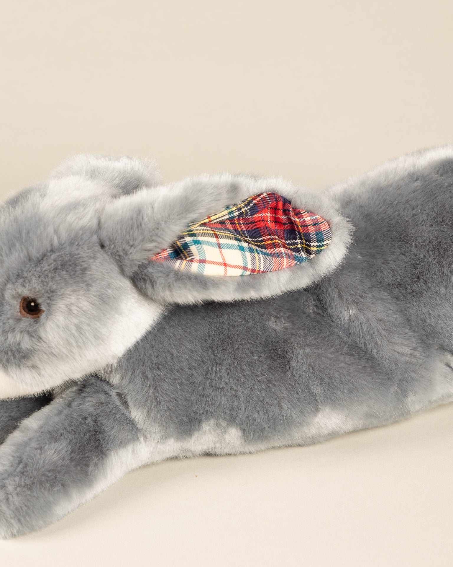 Lapin en Peluche  Martin  Bleu Gris Ecossais