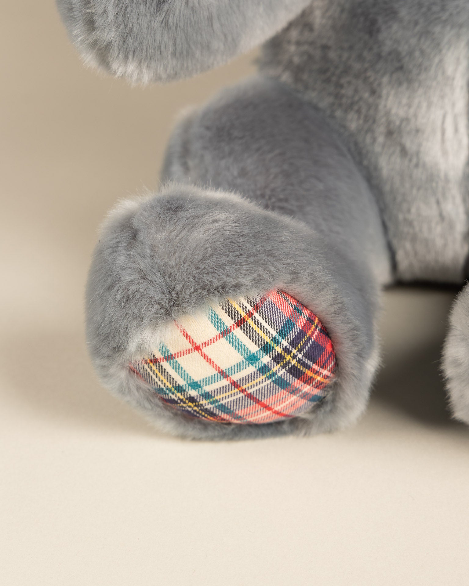 Peluche Grand Ours Robert Bleu Gris Ecossais