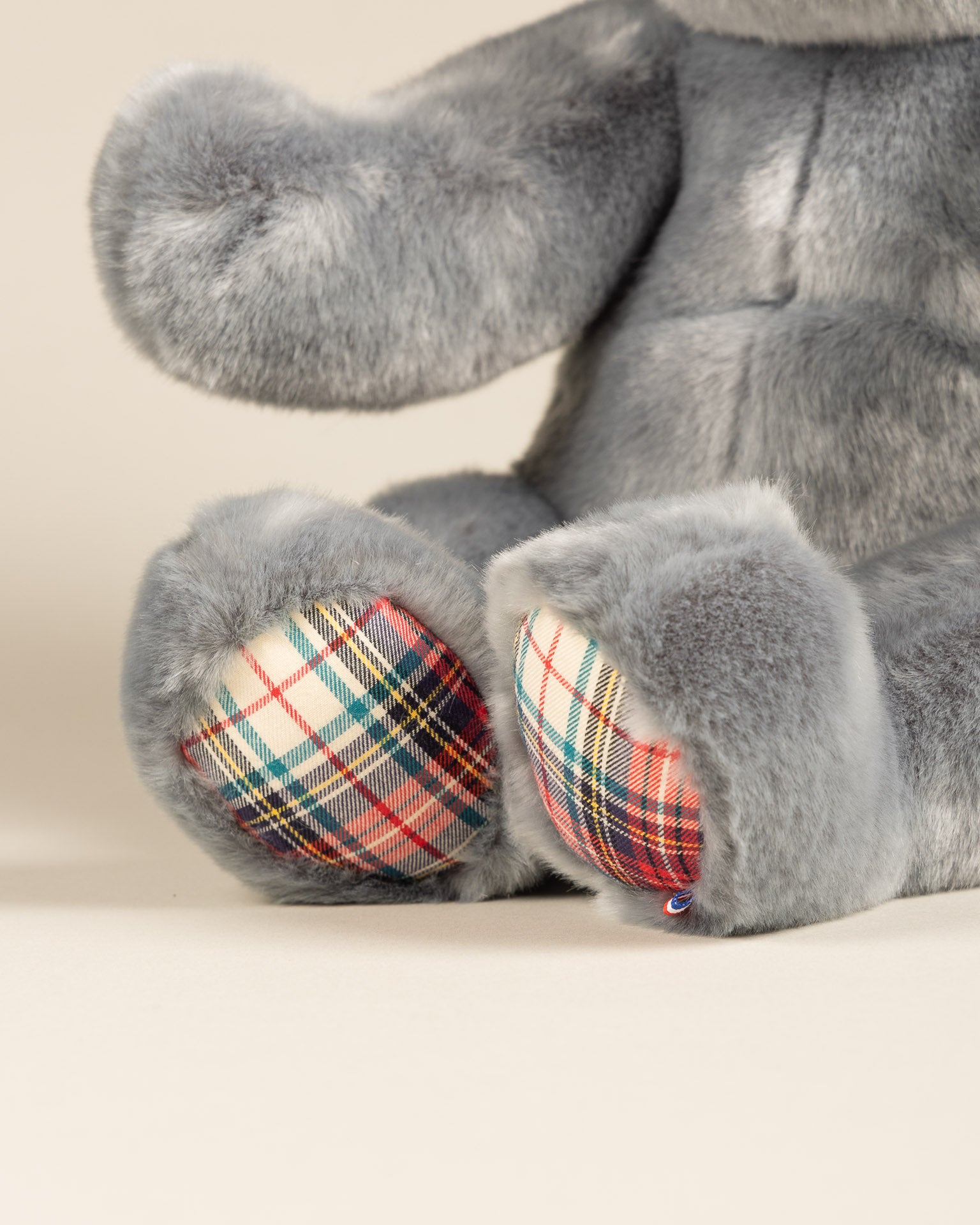 Peluche Grand Ours Robert Bleu Gris Ecossais