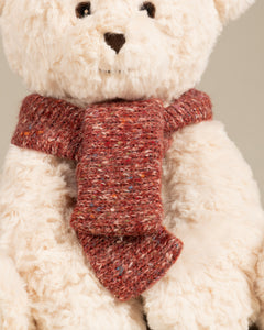 Peluche Ours Harold Ivoire - Echarpe Laine Brique