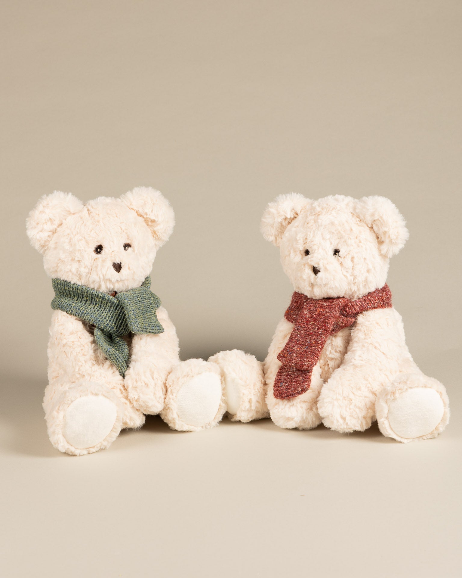 Peluche Ours Harold Ivoire - Echarpe Laine Brique