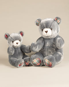 Peluche Grand Ours Robert Bleu Gris Ecossais
